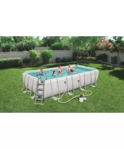 Piscina fuori terra rettangolare bestway "power steel frame" 549x274x122 cm con di pompa, scaletta, cover e chemconnect - cod. 56466